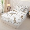 thumbnail image 2 of Castle Fairy Watercolor Elephant Giraffe Lion Zipper Queen Comforter Set with Fitted Sheet and 2 Pillowcases,Tropical Palm Leaves Wildlife Zipper Bedding Set,Reversible,4 Pieces, 2 of 6