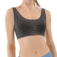 thumbnail image 3 of Débardeur Court en Denim Extensible pour Femmes, Col Rond, Soutien-Gorge de Sport, Gris Foncé TG, 3 of 7