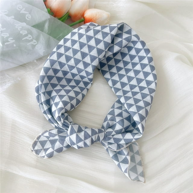 Nvzi Elegante bufanda cuadrada pequeña, nueva diadema de primavera, bufanda de algodón y cáñamo estampada versátil, 1 pieza (gris)