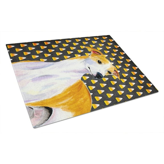Caroline's Treasures Whippet Candy Corn Halloween Portrait Glass Cutting Board Large