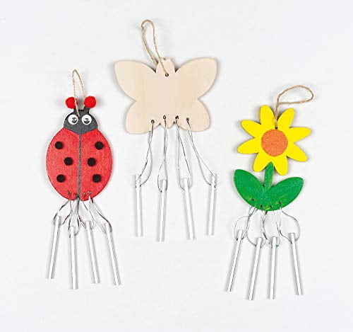 Baker Ross Wildlife Wooden Windchimes Craft Kit (Pack Of 4) - Kids Craft Activity, 10cm Each