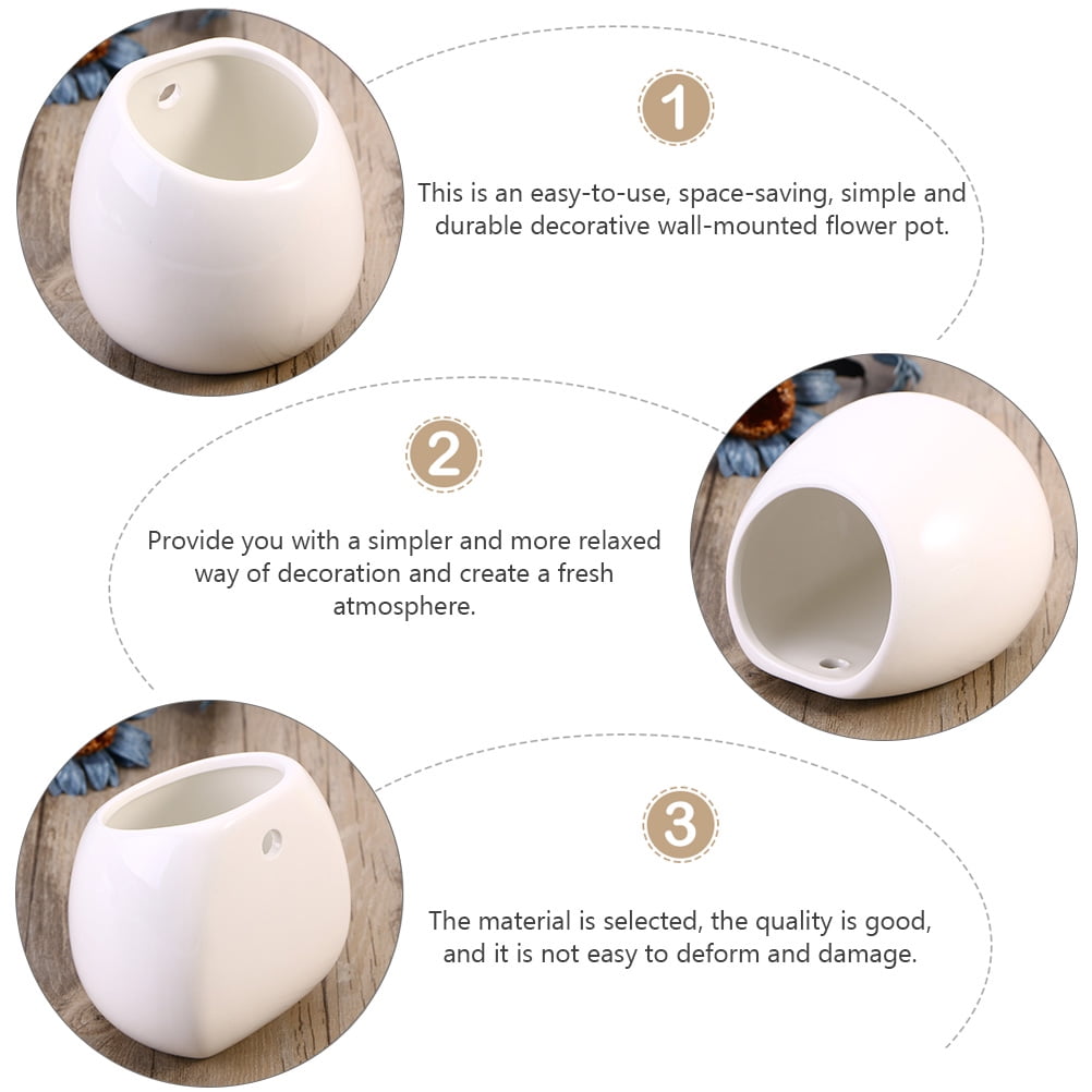 Yongwei 4pc Ceramic Hanging Wall Planter Modern Flower Pots White