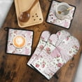 thumbnail image 5 of Pioneer Flower Kitchen Oven Mitt and Pot Holder Sets 4 Pcs for Baking, Cooking and Grilling, Heat Resistant Up To 392 °F, 5 of 7