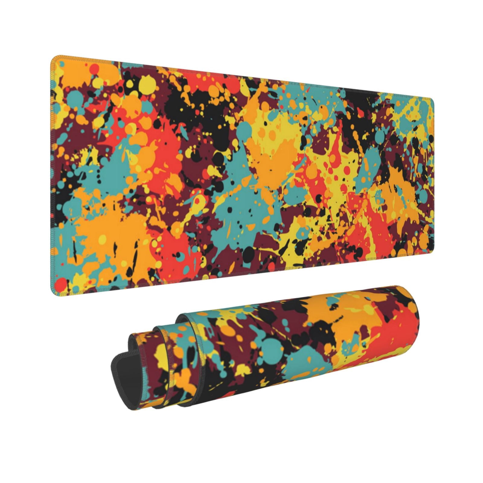 Splatter Ink Paint Grunge Splash Mouse Pad Extended Large Gaming Mousepad Non-Slip Rubber Big Keyboard Desk Mat 31.5 X 11.8 Inch