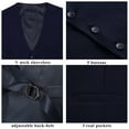 thumbnail image 7 of HISDERN Men's Suit Vest Business Formal Dress Waistcoat Vest with 3 Pockets for Suit or Tuxedo Navy Blue, 7 of 7