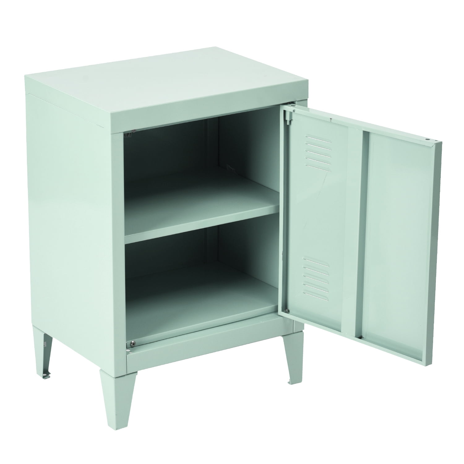 FurnitureR Metal Side End Table Office Low Standing File Organizer Storage Cabinet Cupboard Green