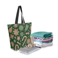 thumbnail image 2 of Open Top Canvas Tote Bag with Zipper Reusable Shopping Bag 13.5x15" Roomy Carryall Candy Canes Pattern, 2 of 9