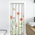 thumbnail image 3 of Stall Shower Curtain 36W x72H Inches Small Shower Curtain Floral Shower Curtains for Bathroom RV Narrow Flower Shower Curtains with 12 Hooks Short Half Shower Curtain Stall Size, 3 of 6