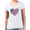 thumbnail image 4 of Women's G-III 4Her by Carl Banks  White Texas Rangers Super-Slim Fit Lightweight Heart V-Neck T-Shirt, 4 of 5
