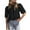 Black, variant on Dressy Eyelet Tops Womens High Neck Puff Short Sleeve Cute Summer Blouses Business Work Shirts (XL, Black)