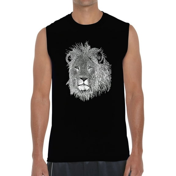 Men's Word Art Sleeveless T-shirt - Lion
