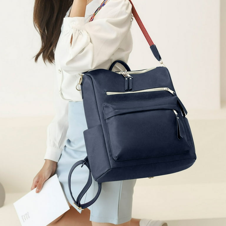 Yomym Women's Fashion Backpack Purses Multipurpose Design Handbags and Shoulder Bag Leather Women Backpack Travel Bag, Size: One size, Blue
