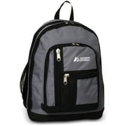Everest 18" Double Main Compartment Backpack, Dark Grey All Ages, Unisex 5045-DGRY/BK, Carrier and Shoulder Book Bag for School, Work, Sports, and Travel
