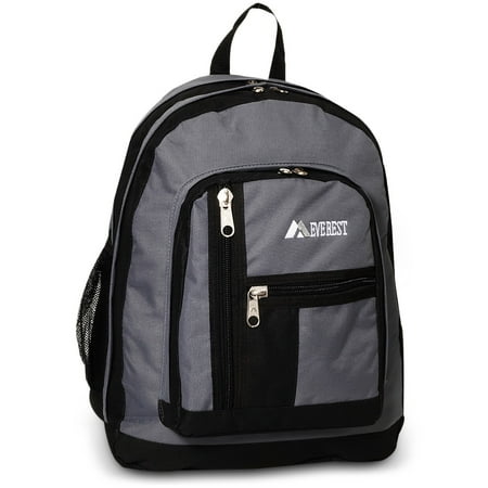 Everest 18" Double Main Compartment Backpack, Dark Grey All Ages, Unisex 5045-DGRY/BK, Carrier and Shoulder Book Bag for School, Work, Sports, and Travel