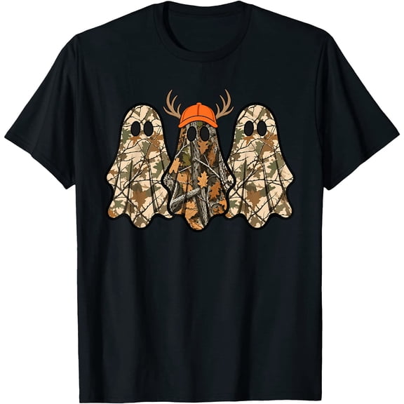Camo Boo Ghost Deer Hunting Season Halloween Men Women Boys T-Shirt