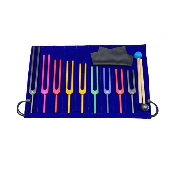 Symkmb 9Pcs Colorful Solfeggio Aluminum Alloy Tuning Forks, Therapy
