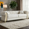 thumbnail image 2 of EVERGRATE FURNITURE Modern Velvet Tufted Sofa with Metal Legs, Beige, 2 of 10
