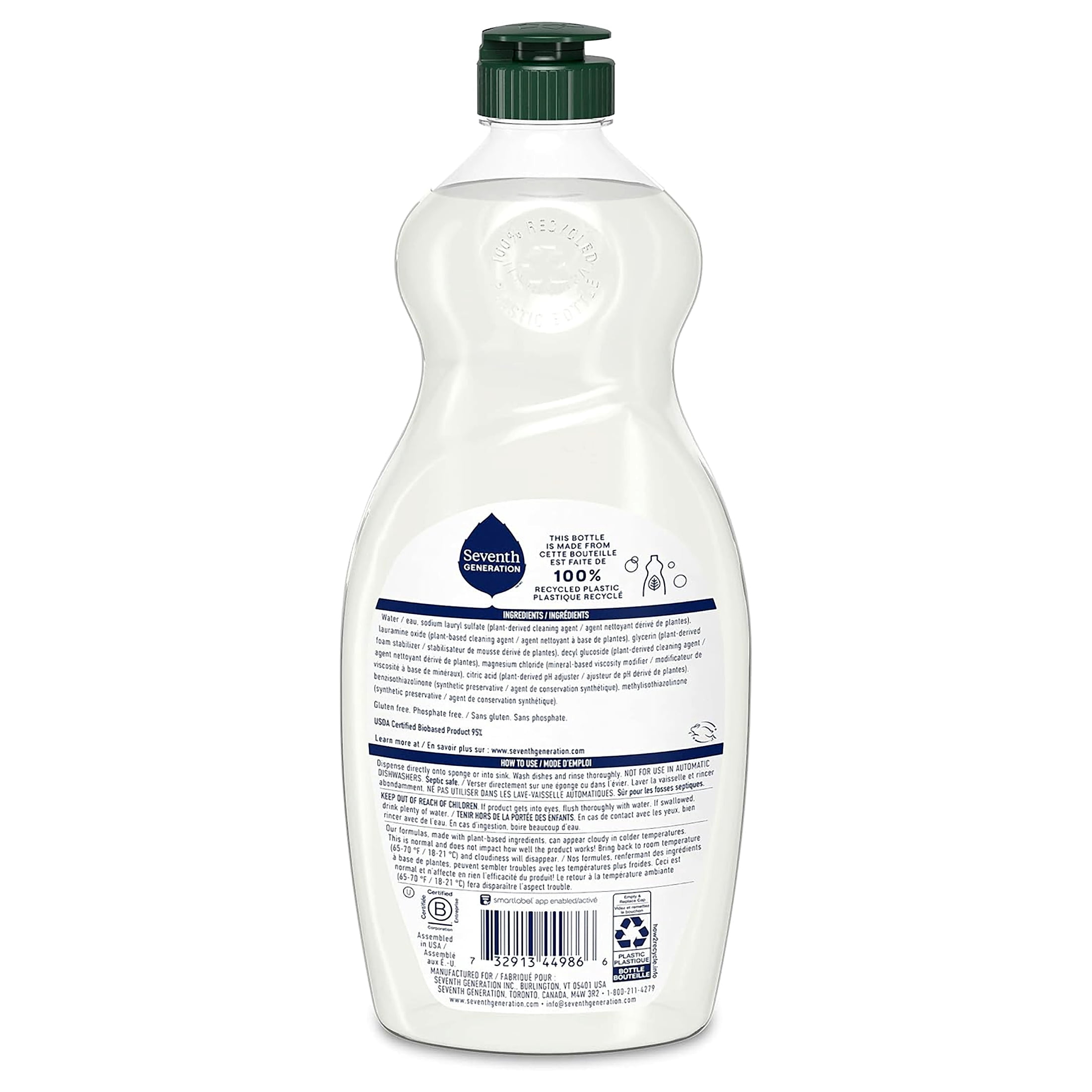 Seventh Generation Dish Liquid Soap Free & Clear liquid soap Pack of 6 Dishwashing Soap Dish Soap for sensitive skin 19 oz