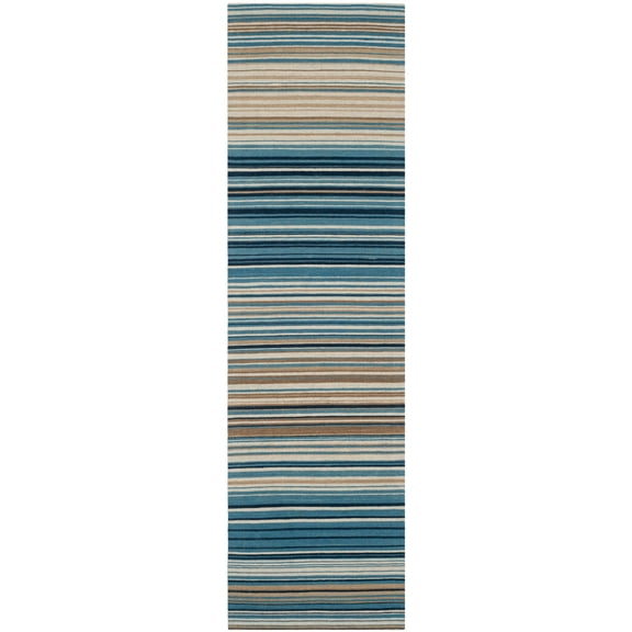 SAFAVIEH Marbella Ezekiel Striped Runner Rug, Blue/Multi, 2'3" x 8'
