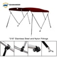 thumbnail image 4 of Seamander 3 Bow Bimini Top Boat Cover with Rear Support Pole and Storage Boot, 46" Height,Burgundy, 4 of 5