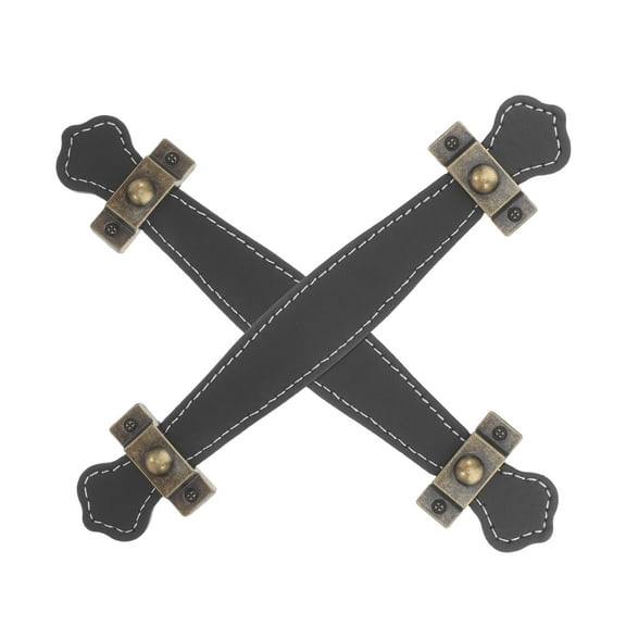 BESTOYARD 2PCS Vintage Door Knobs Black Cabinet Knobs PU Leather Rectangular Furniture Handles