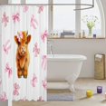 thumbnail image 3 of Manfei Brown Highland Cow Shower Curtain 72Wx72L,Fashion Bowtie Bathroom Curtain, 3 of 5