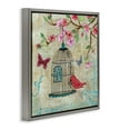 thumbnail image 3 of Stupell Industries Spring Fling Bird Scene Gray Framed Floater Canvas Wall Art design by Janet Tava, 25 x 25, 3 of 9