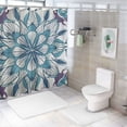 thumbnail image 7 of Jeuxus Bathroom Shower Curtain Set with Hooks Teal Mandala Retro Floral Home Decor Decorative Summer Farmhouse Decor Multiple Sizes White, 7 of 7