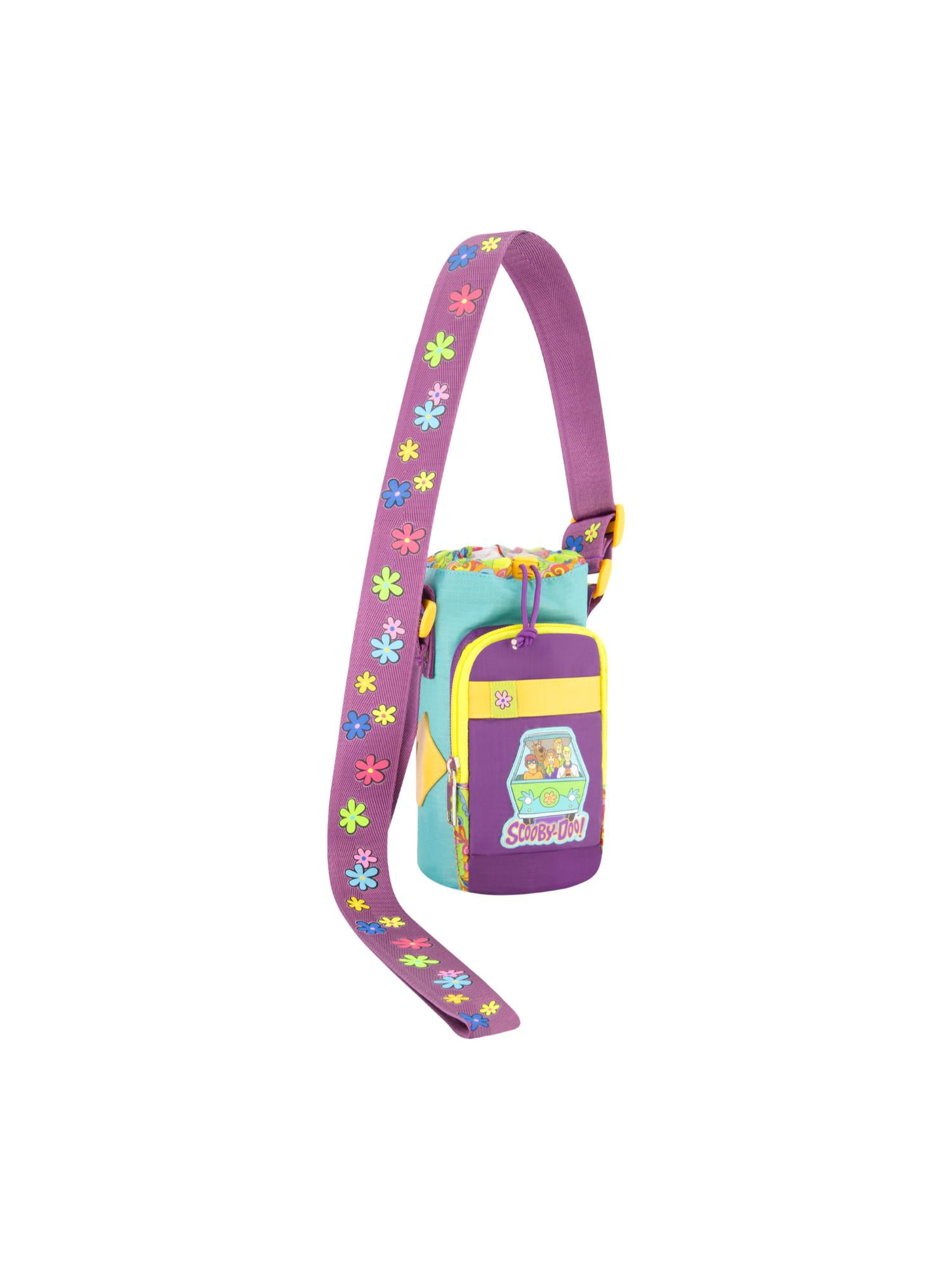 Scooby Doo Water Bottle Holder, Crossbody Sling Carrier Bag with Adjustable Shoulder Strap, 25 oz, Multi