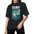 thumbnail image 2 of Starry Surf in Hawaii Graphic Women's Black T-Shirt, 2 of 3