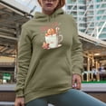 thumbnail image 2 of Hot Chocolate Season with Gingerbread in a Mug Christmas or Winter Art Merch Gift, Sand Hooded Sweatshirt or Hoodie, Large, 2 of 5