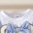 thumbnail image 6 of CAICJ98 Newborn Baby Girl Romper Dress Short Sleeve Cute Bear Embroidery Bodysuit Dress Headband Infant Summer Clothes (Blue,0-3 Months), 6 of 7