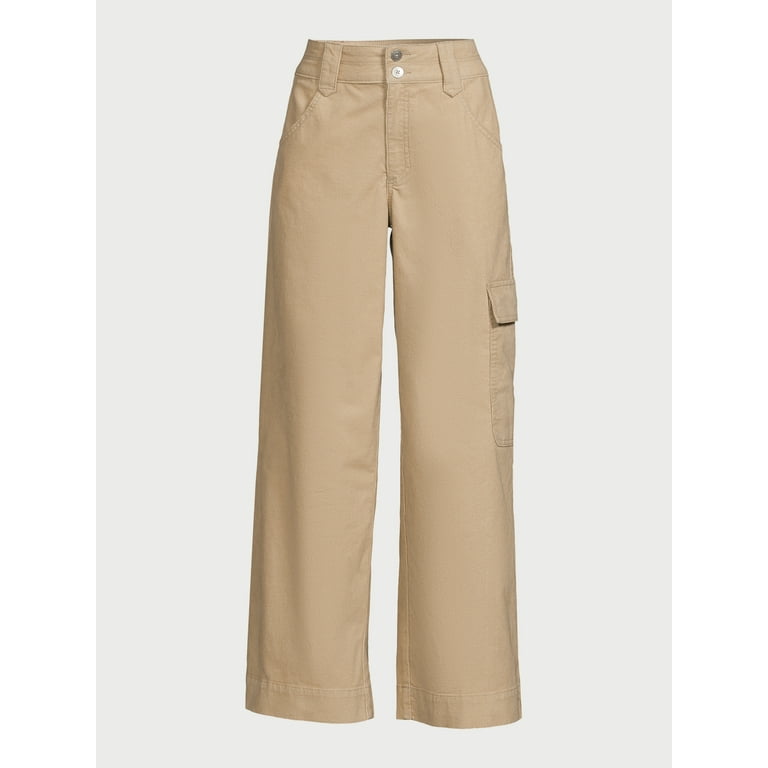 Time and Tru Women's Wide Leg Corduroy Cargo Pants, 30
