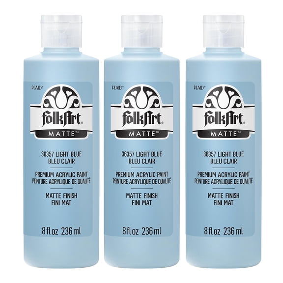 FolkArt Acrylic Paint Matte 8oz. Light Blue 3/Pack(FLK36357-3)