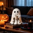 thumbnail image 5 of 3.94 Inch Cute Ghost Figurine Holding Coffee Cup, Spooky Resin Ghost Statue Tabletop Decor for Halloween Coffee Station Kitchen Shelf, 5 of 7