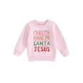 thumbnail image 1 of Fortune Chandail de Noël pour Fille 0-4 Ans Imprimé Père Noël Col Rond Joyeux Noël Pull d'Hiver, 1 of 8
