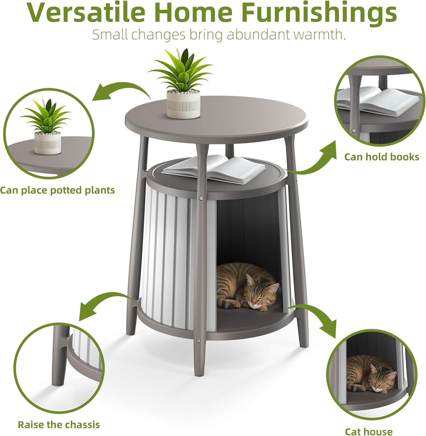 Joxxoaa Outdoor resin weatherproof cat house,ventilated and insulated for Cats,Kittens,Puppies,washable,easy to assemble,scratch and bite-resistant non-stick to hair (gray)