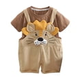 thumbnail image 2 of Baby Boy Outfit Boys Stylish T Shirt and Suspenders Shorts Jumpsuit Set for Leisure Boys' Clothing Sets Brown 1-2Y, 2 of 8