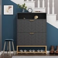 thumbnail image 3 of Free-Standing Shoe Cabinet with 2 Flip Drawers, Slim Entryway Shoe Storage with Shelf and Top Cubby, Hidden Shoe Rack with Doors, Black, 3 of 7