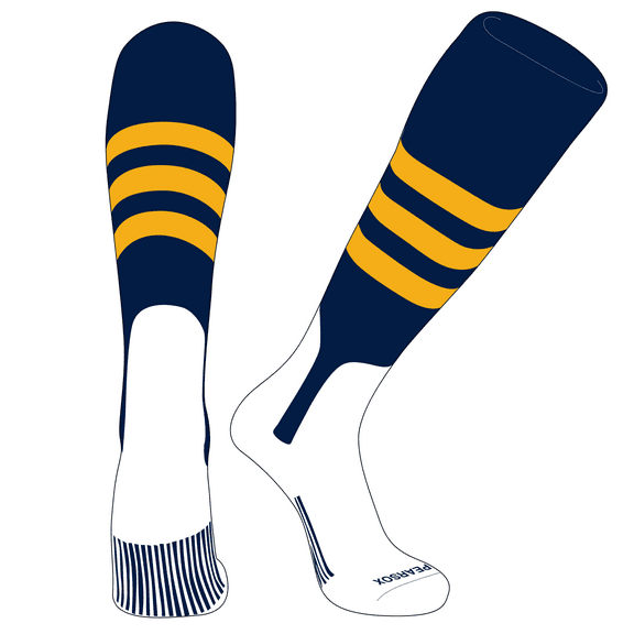 PEAR SOX OTC Baseball Softball Stirrup Socks (A, 7in) Navy, Gold (S)