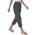 thumbnail image 5 of ClodeEU Women's Elastic Waist Linen Blend Capri Pants,Loose Fit Cropped Trousers with Pockets for Summer Dark Gray,Women's Plus XXL, 5 of 8