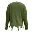 thumbnail image 6 of UJNDER Loose Casual V Neck Pullover Sweater for Women Hem Fringe Solid Color Knit Fall Army Green M, 6 of 6