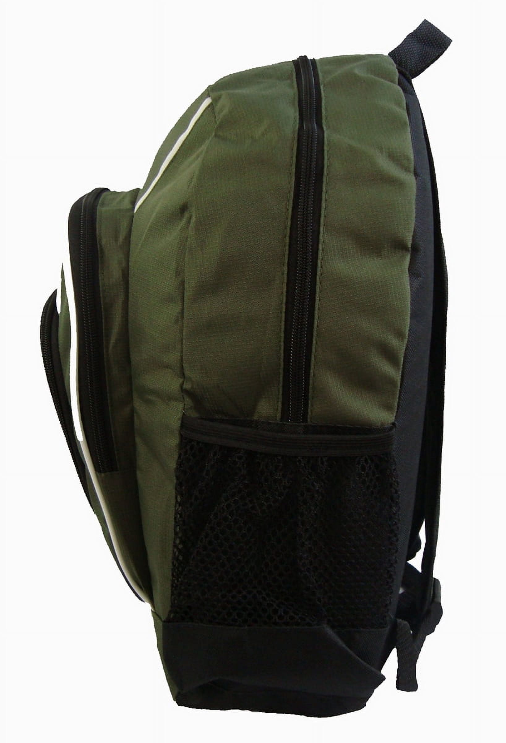 K-Cliffs Unisex 16" Rip-Stop Multi Pocket Backpack School Bag, Olive Green