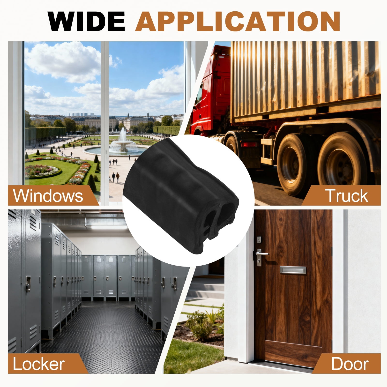Door Weather Stripping 6.5FT, 13mm W x 12mm H EPDM Car Door Rubber Edge Trim Seal Strip Gasket with Side Bulb Fit 0.5mm to 2mm Edge for Electrical Cabinet Car Boat RV Truck, Black