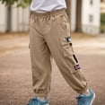 thumbnail image 2 of kpoplk Boys Sweatpants Kids Cotton Athletic Joggers Youth Active Casual Pants with Pocekts(Khaki,1-2 Y), 2 of 5