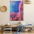 thumbnail image 2 of Floral Tapestry, Cherry Blossom with Clear Sky Sunny Day View Country Road Garden Spring Landscape, Wall Hanging for Bedroom Living Room Dorm Decor, 40W X 60L Inches, Fuchsia Blue, by Ambesonne, 2 of 5