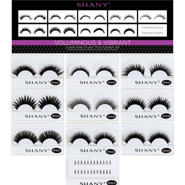 Shany Extensión De Pestañas - Juego De 10 Pestañas Reutilizables Surtidas - Gruesas Y Dramáticas
