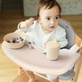 thumbnail image 3 of Cowiewie Wooden High Chair with 3 Tray, Toddler Feeding High Chair, 8 Height Adjustments, with Gray Cushion and Harness, 3 of 9