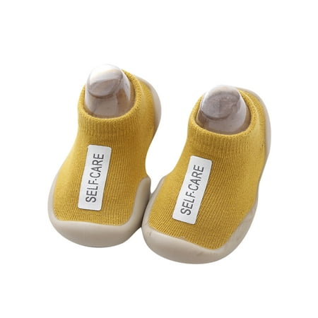 

Ritualay Toddler Sock Shoes Non-Slip Socks First Walker Floor Slippers Lightweight Comfort Home Shoe Bedroom Indoor Rubber Sole Slipper Ginger 5C