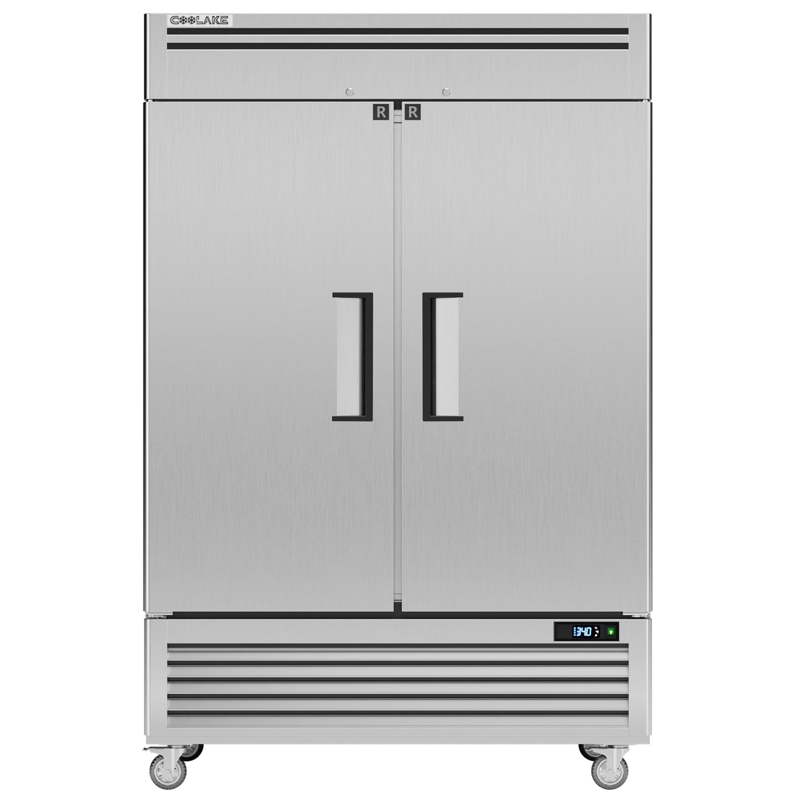 Coolake 54" W Commercial Freezer, 49 Cu Ft Soild Door Upright Freezer with 8 Adjustable Shelves, Frost-free Stainless Steel Industrial Reach-in Freezer for School Restaurant Church Prep Kitchen